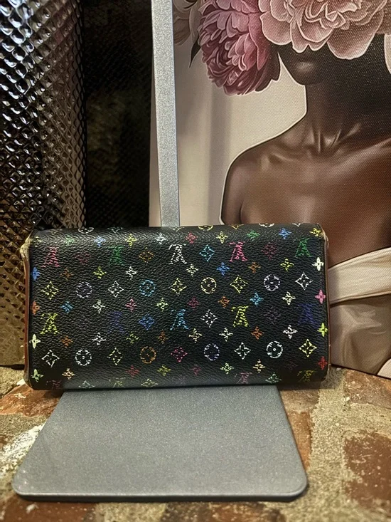Louis Vuitton Takashi Murakami Monogram Multicolore Sarah Wallet in - Picture 3 of 13